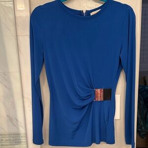 Michael Kors Blue Long Sleeve Top with Buckle